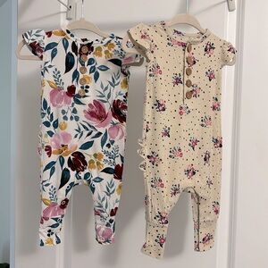 Posh Peanut short sleeve bamboo rompers Newborn set of 2